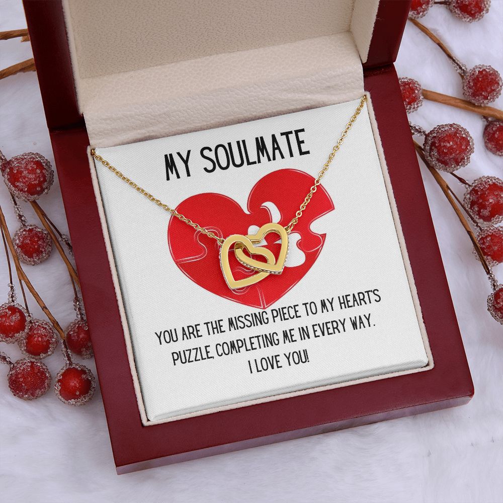 My Soulmate | You are the missing piece to My heart's puzzle, completing me in every way - Interlocking Hearts Necklace