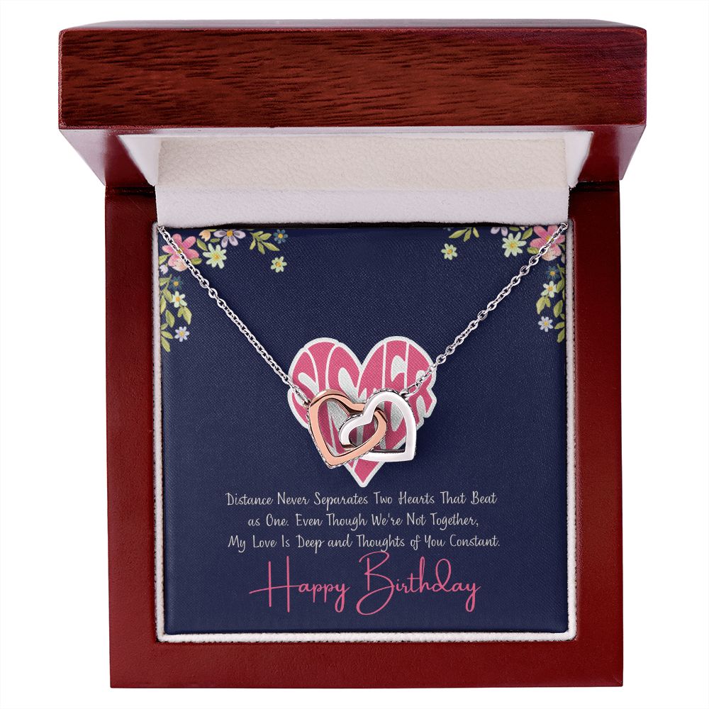 Sister | My Love is deep and thoughts of you Constant, Happy Birthday - Interlocking Hearts Necklace