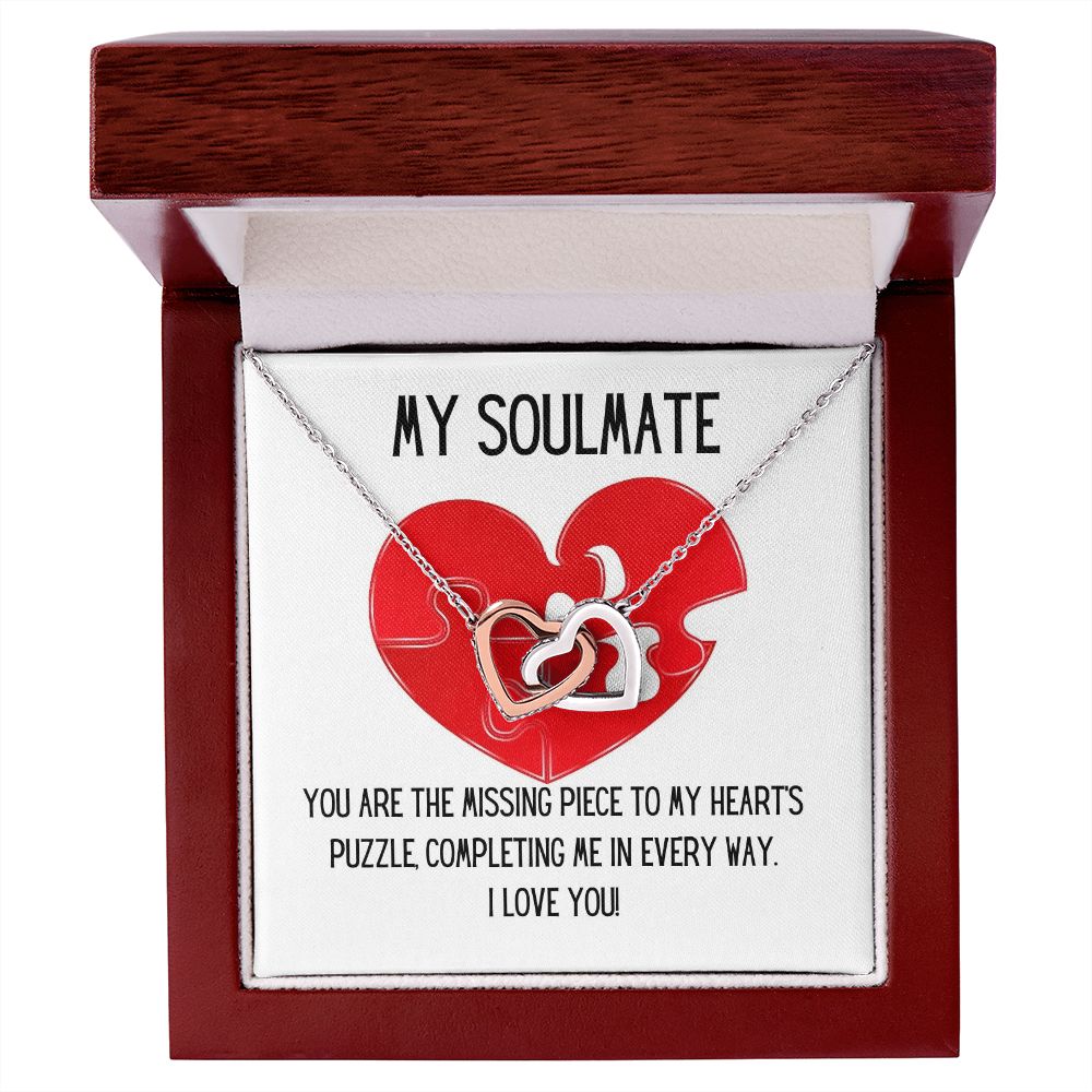 My Soulmate | You are the missing piece to My heart's puzzle, completing me in every way - Interlocking Hearts Necklace