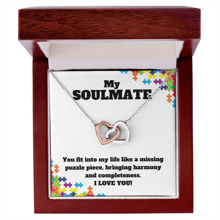 My Soulmate | You fit into my life like a missing puzzle piece, bring harmony and completeness - Interlocking Hearts Necklace