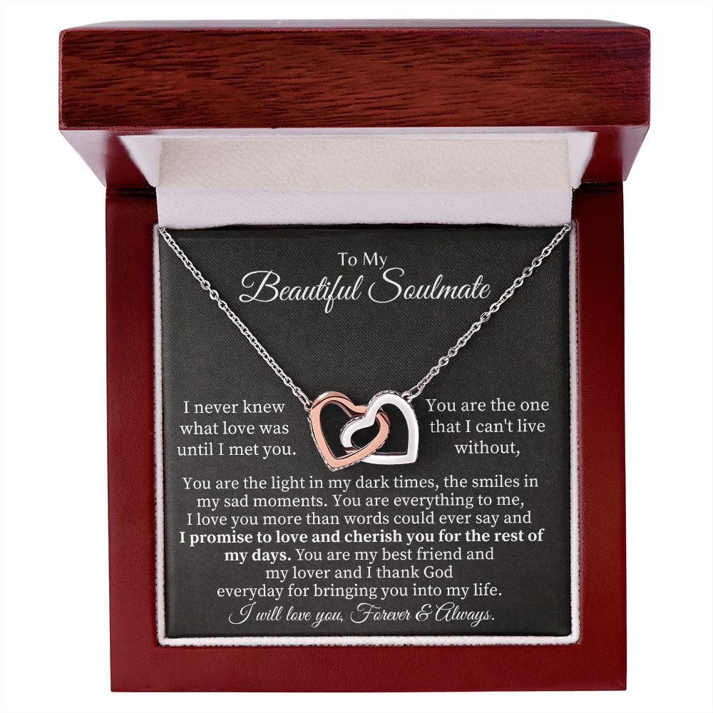 To My Beautiful Soulmate | You are the one that I can't live without - Interlocking Hearts Necklace