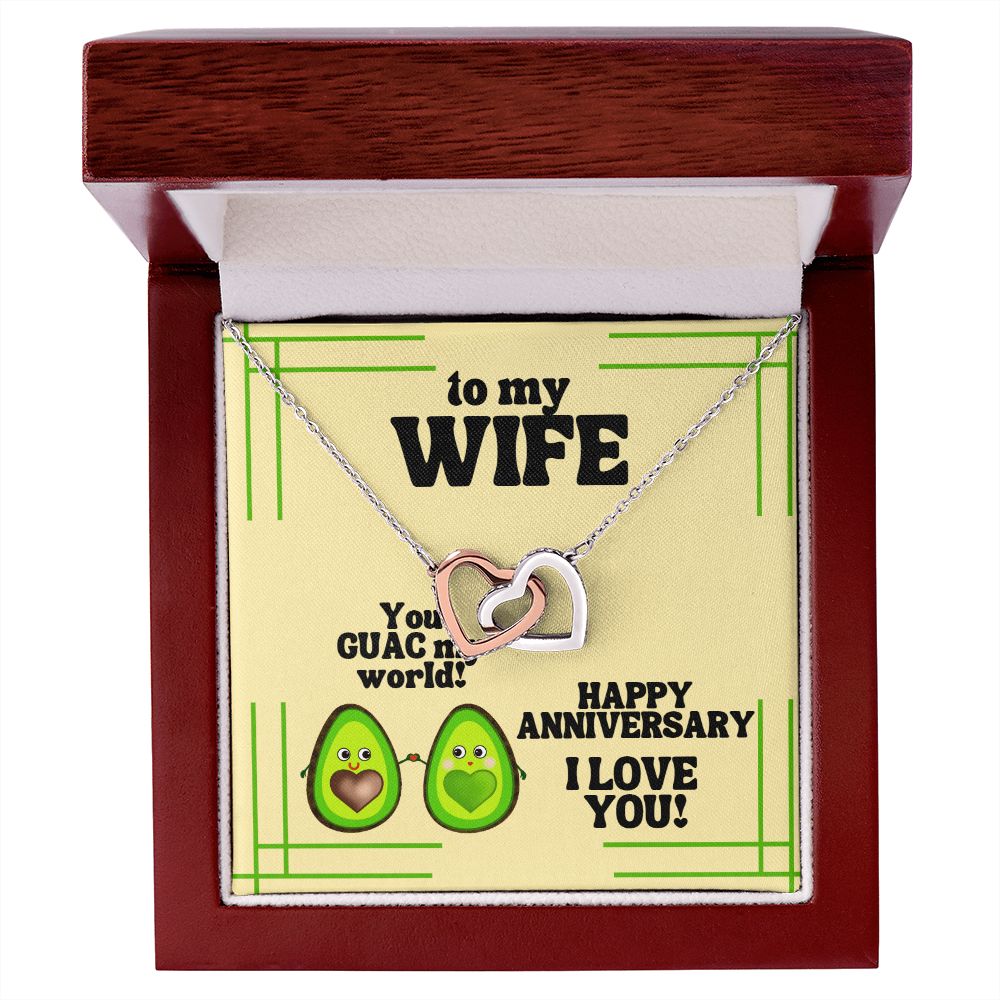 To My Wife | You GUAC my World! Happy Anniversary, I Love You! - Interlocking Hearts Necklace