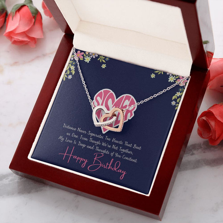 Sister | My Love is deep and thoughts of you Constant, Happy Birthday - Interlocking Hearts Necklace