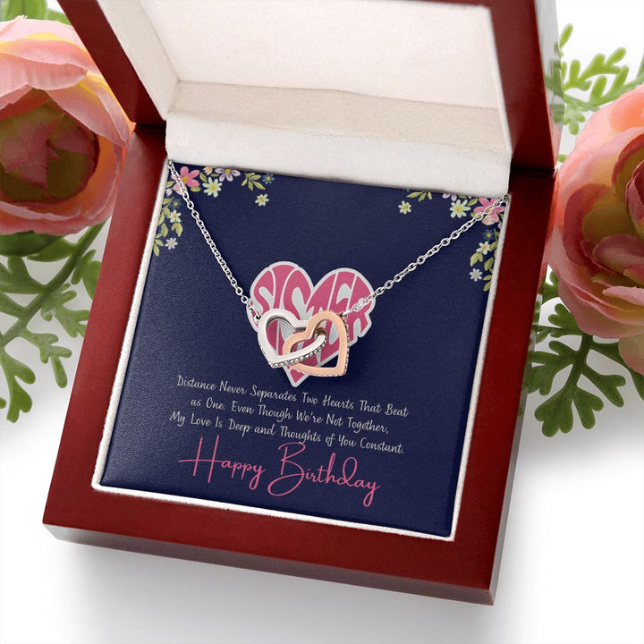 Sister | My Love is deep and thoughts of you Constant, Happy Birthday - Interlocking Hearts Necklace