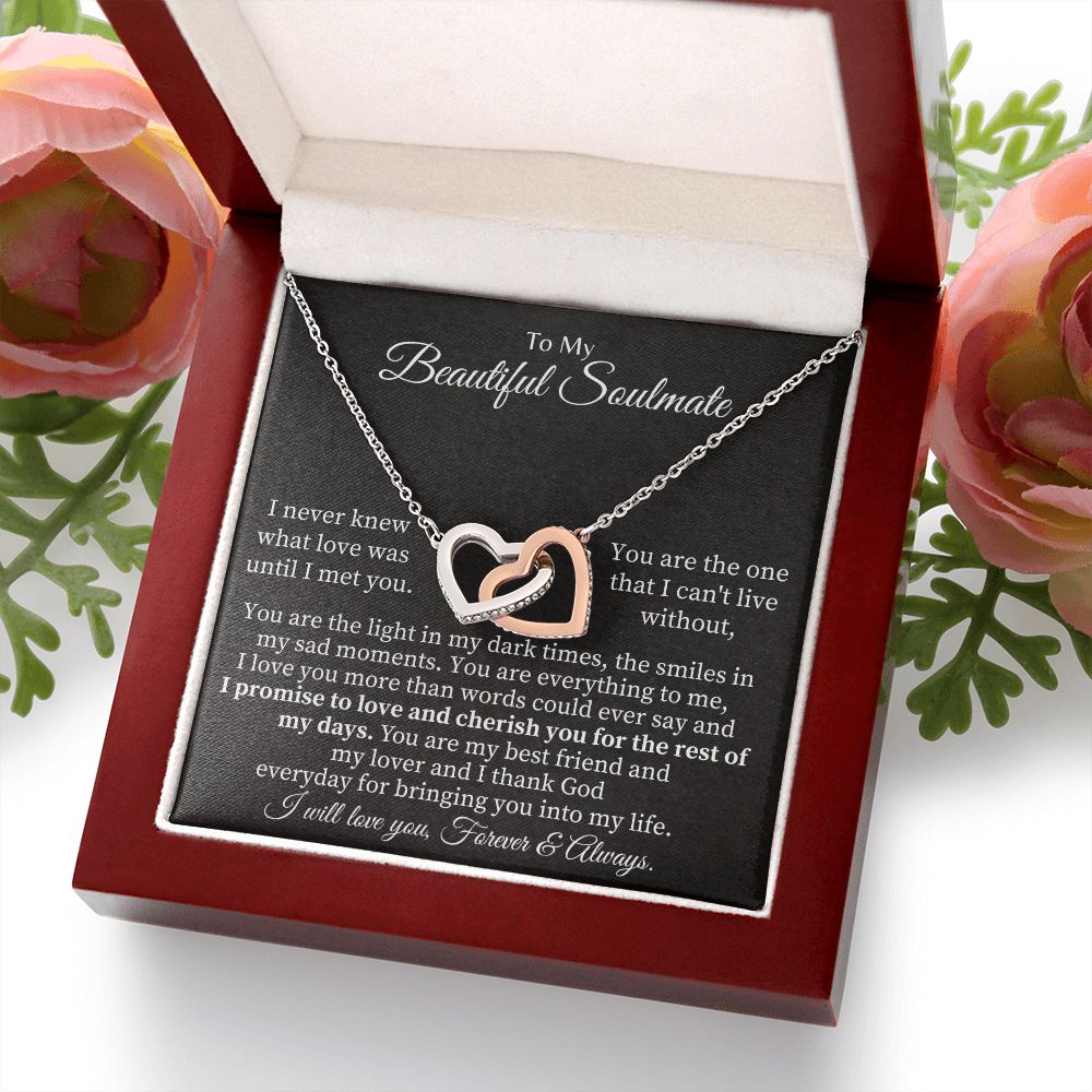 To My Beautiful Soulmate | You are the one that I can't live without - Interlocking Hearts Necklace