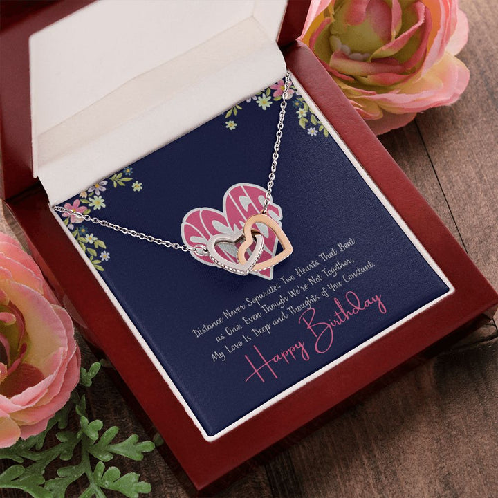 Sister | My Love is deep and thoughts of you Constant, Happy Birthday - Interlocking Hearts Necklace