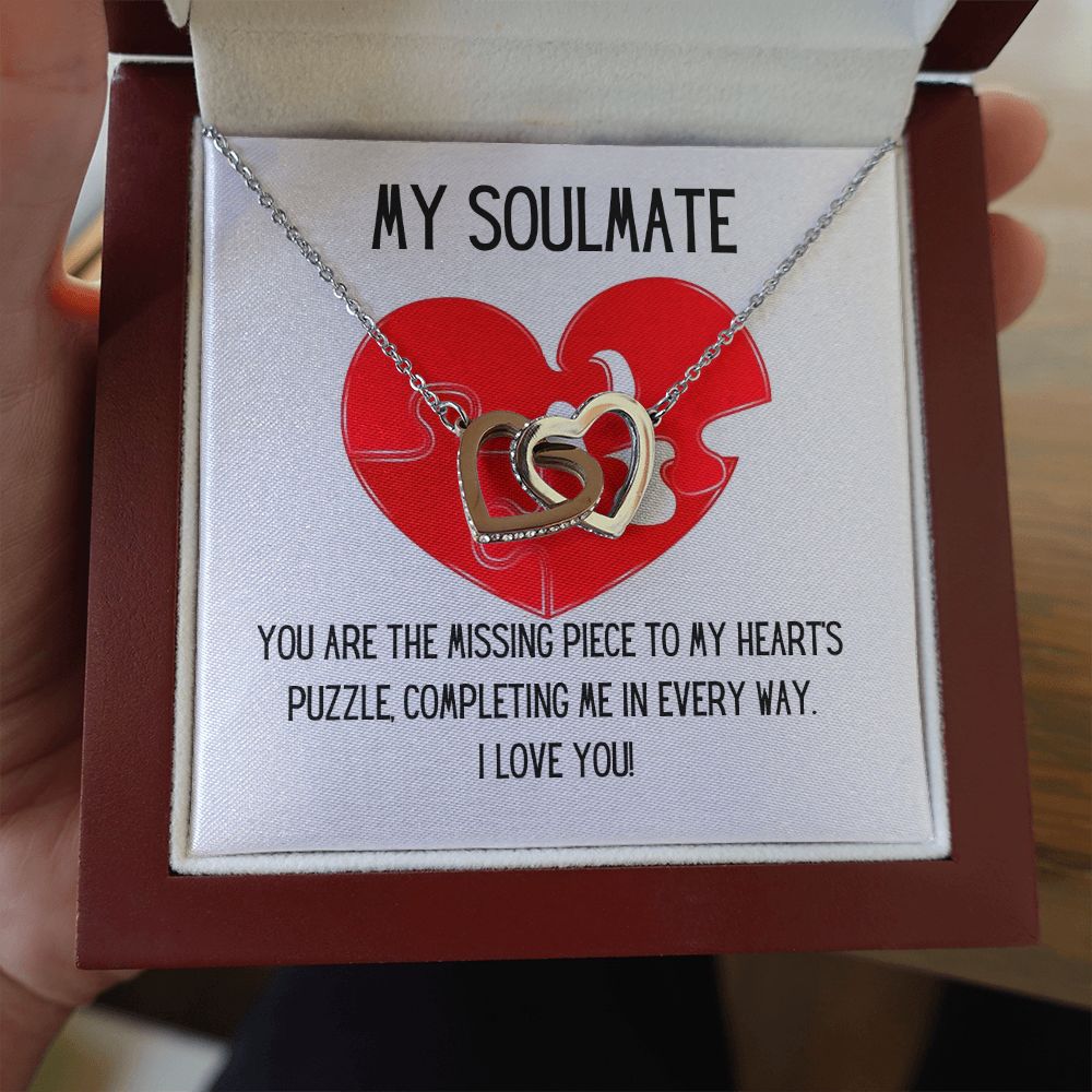 My Soulmate | You are the missing piece to My heart's puzzle, completing me in every way - Interlocking Hearts Necklace