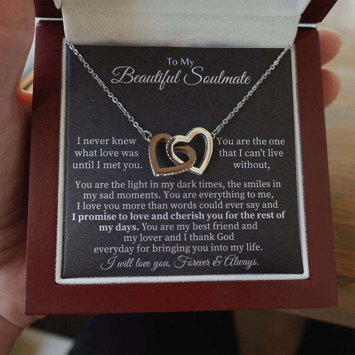 To My Beautiful Soulmate | You are the one that I can't live without - Interlocking Hearts Necklace