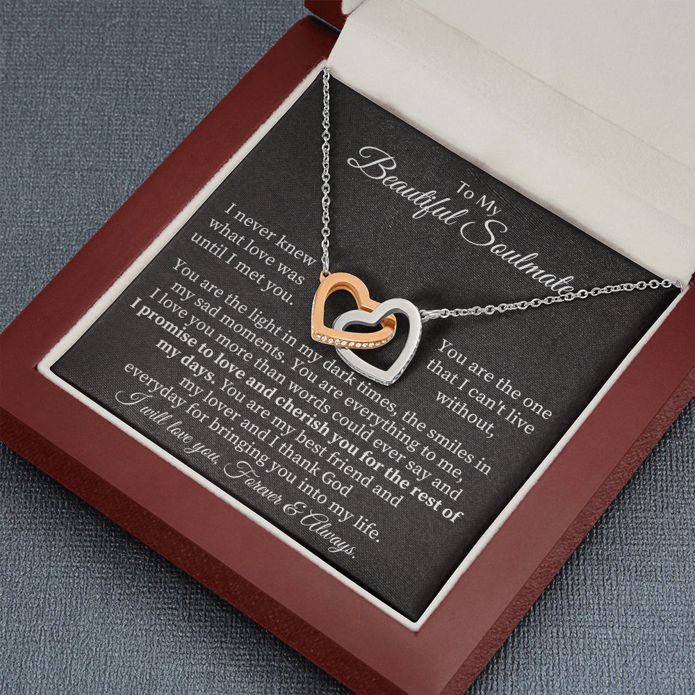 To My Beautiful Soulmate | You are the one that I can't live without - Interlocking Hearts Necklace