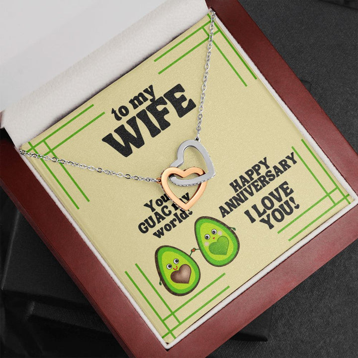 To My Wife | You GUAC my World! Happy Anniversary, I Love You! - Interlocking Hearts Necklace