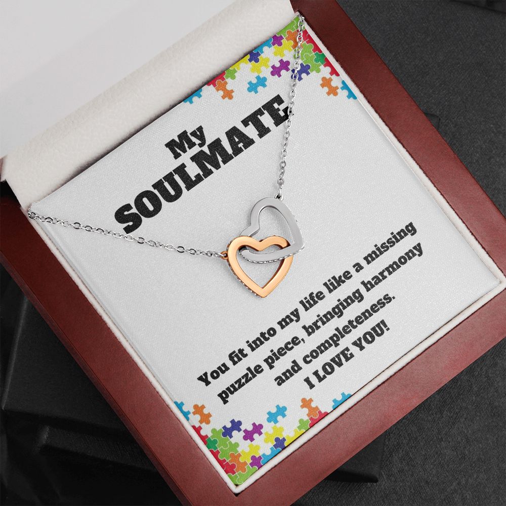 My Soulmate | You fit into my life like a missing puzzle piece, bring harmony and completeness - Interlocking Hearts Necklace