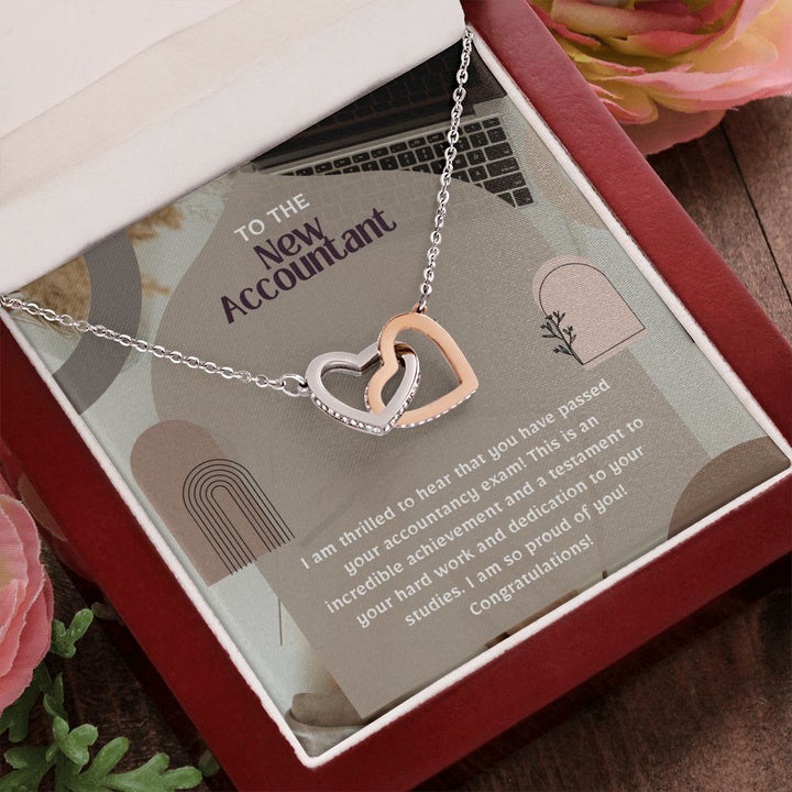 To the New Accountant | I am thrilled to hear that you have passed your accountancy exam. - Interlocking Hearts Necklace