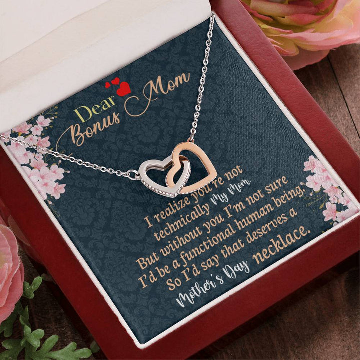 Dear Bonus Mom | Without you I'm not sure I'd be a functional human being - Interlocking Hearts Necklace