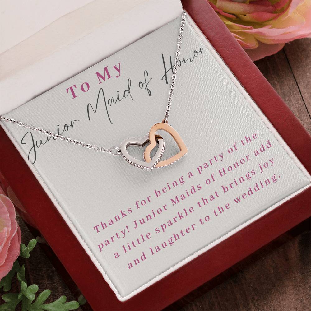 To My Junior Maid of Honor | Thanks for being a party of the party! Junior Maids of Honor add a little sparkle that brings joy and laughter to the wedding - Interlocking Hearts Necklace