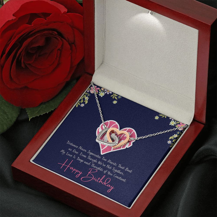 Sister | My Love is deep and thoughts of you Constant, Happy Birthday - Interlocking Hearts Necklace