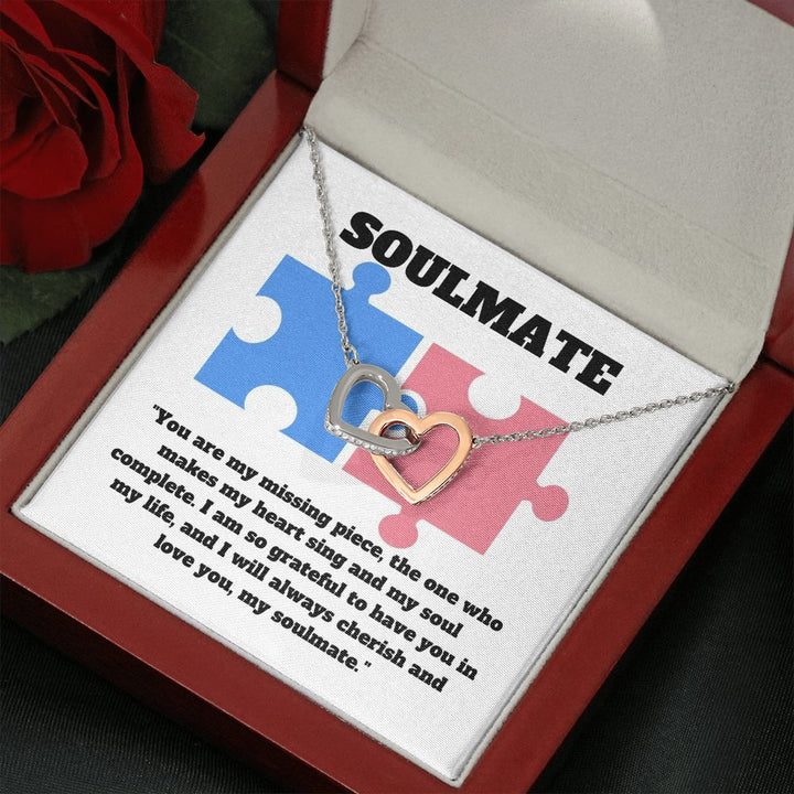 Soulmate | You are my missing piece, the one who makes my heart sing and my soul complete - Interlocking Hearts Necklace