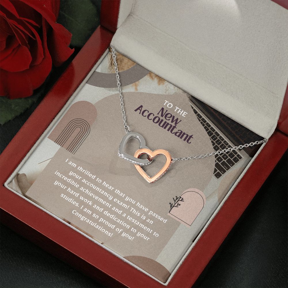 To the New Accountant | I am thrilled to hear that you have passed your accountancy exam. - Interlocking Hearts Necklace