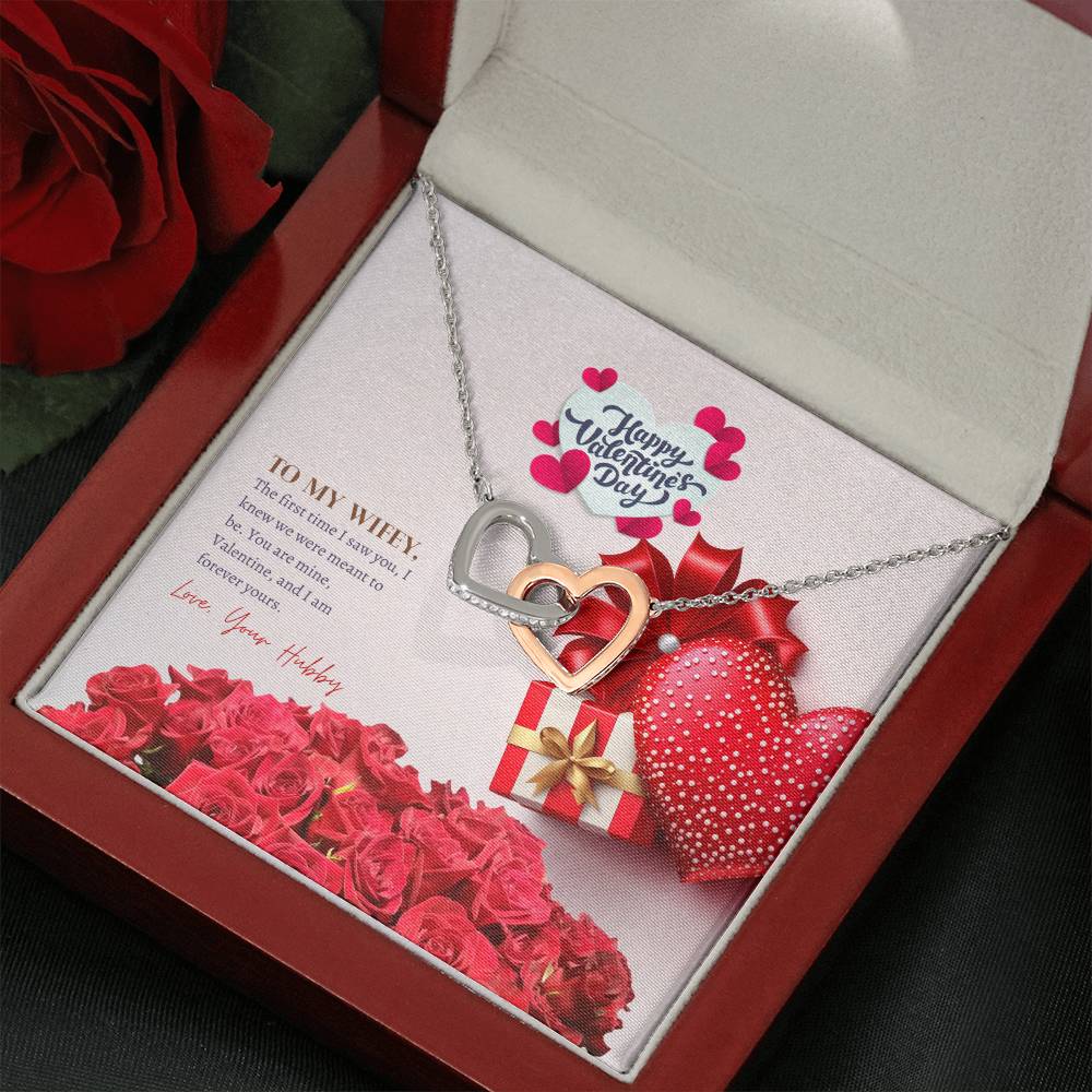 Happy Valentine's Day | To My Wifey, I am forever yours - Interlocking Hearts Necklace