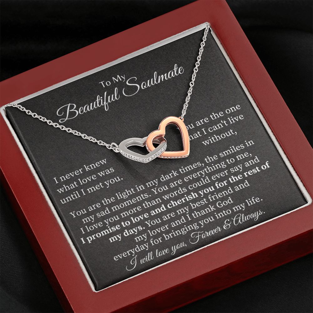 To My Beautiful Soulmate | You are the one that I can't live without - Interlocking Hearts Necklace