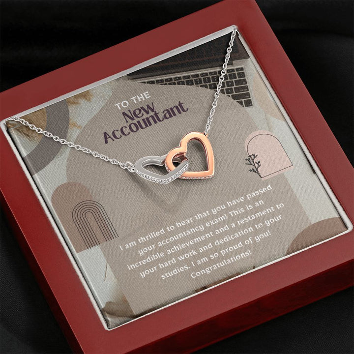 To the New Accountant | I am thrilled to hear that you have passed your accountancy exam. - Interlocking Hearts Necklace