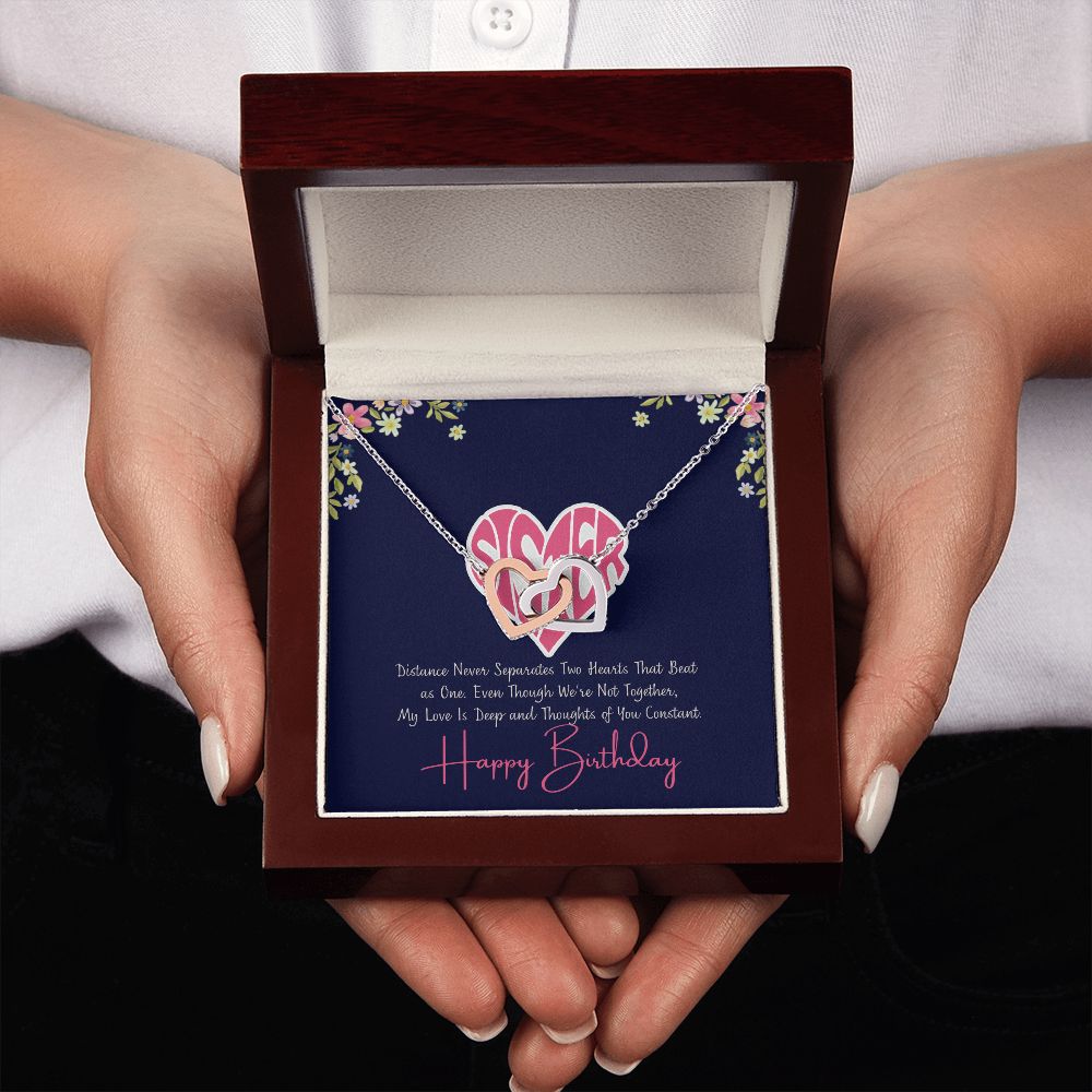 Sister | My Love is deep and thoughts of you Constant, Happy Birthday - Interlocking Hearts Necklace