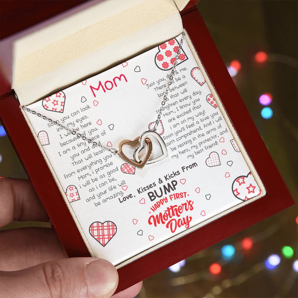 Mom | I am a tiny piece of you and dad that will learn everything you do - Interlocking Hearts Necklace