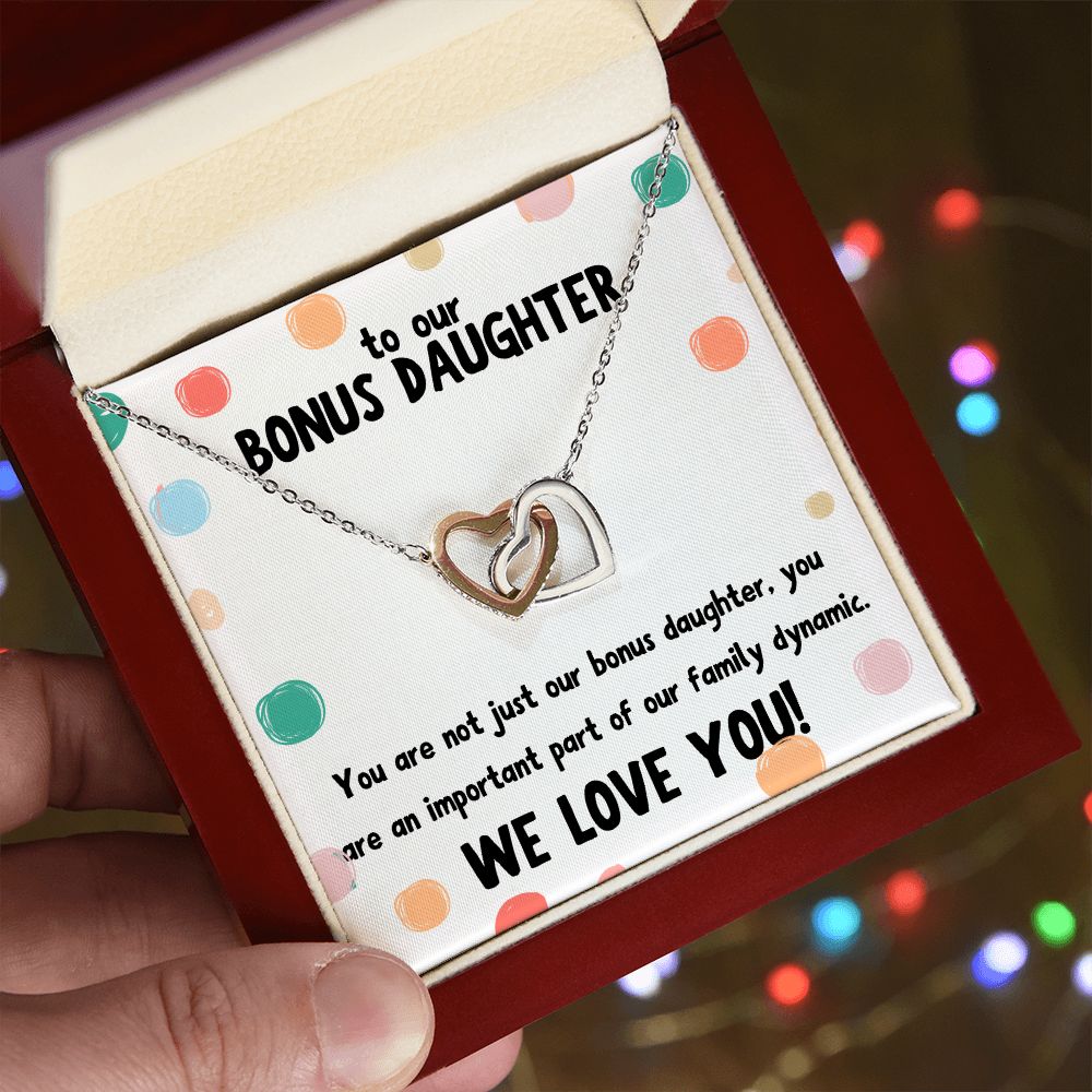 To our Bonus Daughter | You are not just our bonus daughter, you are an important part of our family dynamic - Interlocking Hearts Necklace