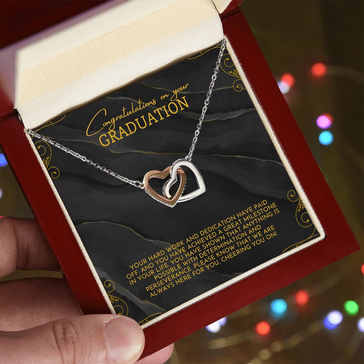 Congratulations on your Graduation | Your hard work and dedication have paid off - Interlocking Hearts Necklace