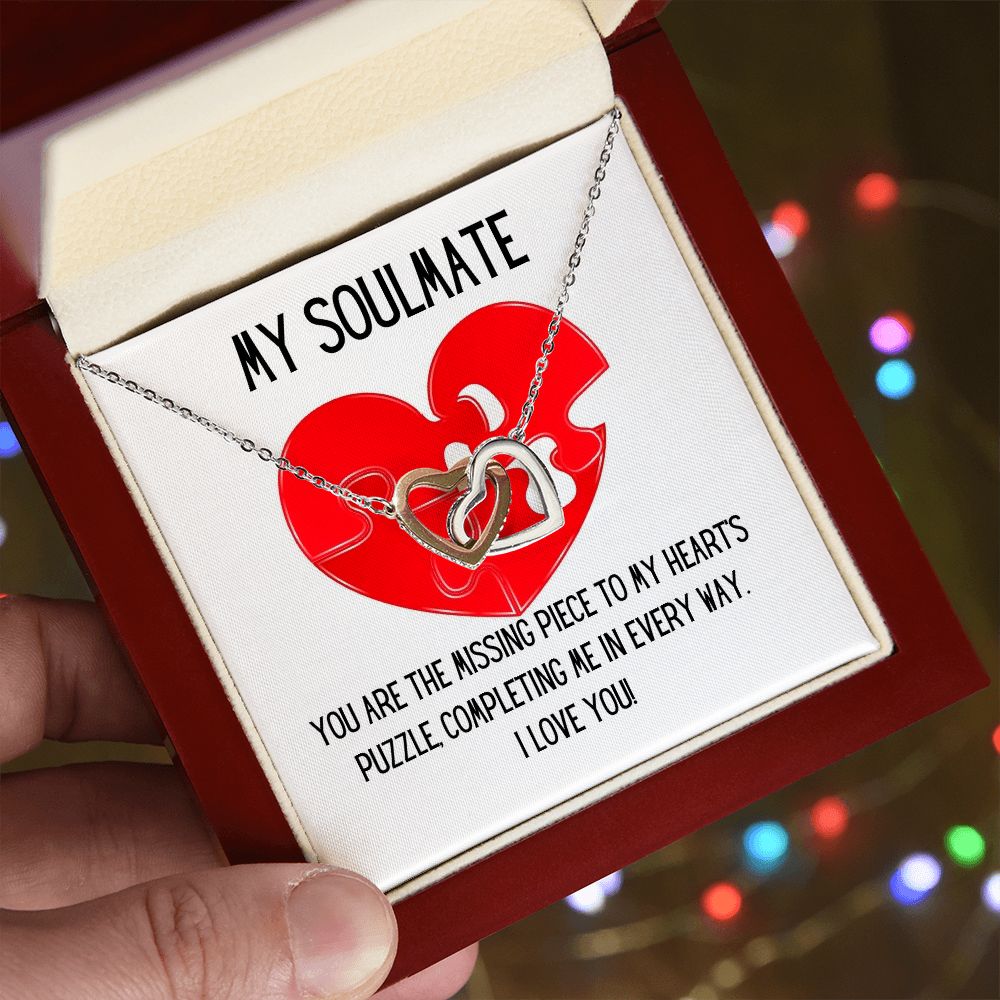 My Soulmate | You are the missing piece to My heart's puzzle, completing me in every way - Interlocking Hearts Necklace