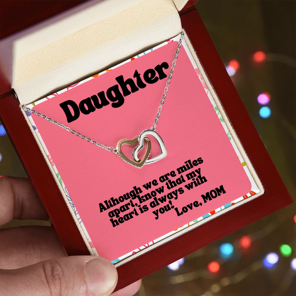 Daughter | Know that my heart is always with you! Love, Mom - Interlocking Hearts Necklace