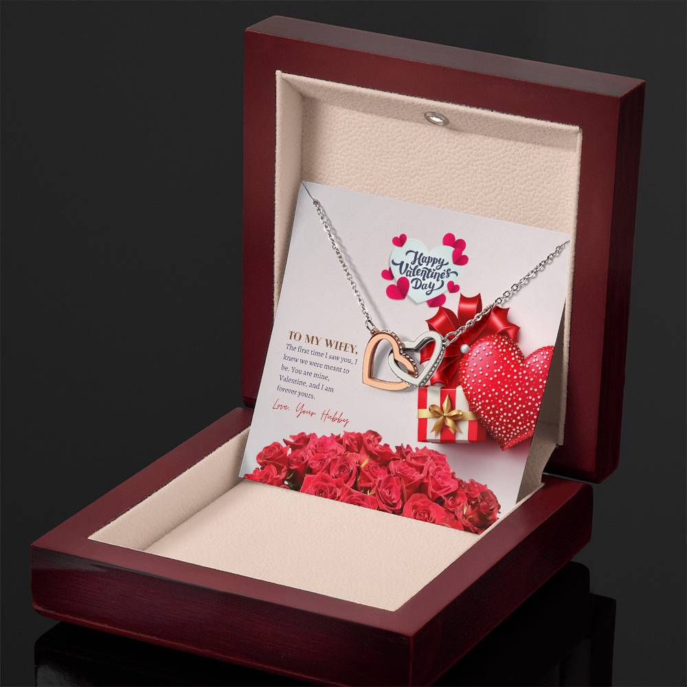 Happy Valentine's Day | To My Wifey, I am forever yours - Interlocking Hearts Necklace