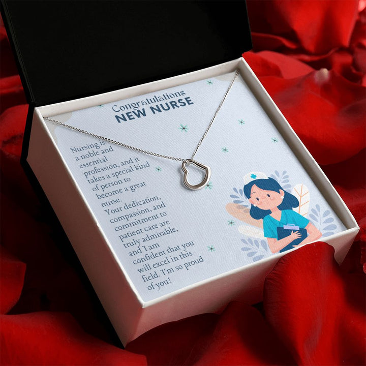 Congratulations New Nurse | I am confident that you will excel in this field - Delicate Heart Necklace