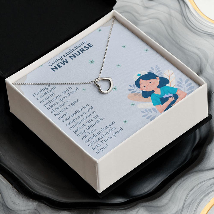 Congratulations New Nurse | I am confident that you will excel in this field - Delicate Heart Necklace