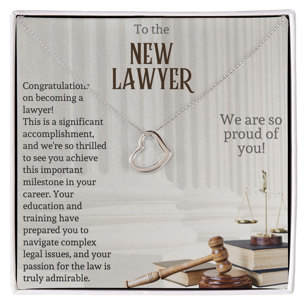 To the New Lawyer | This is a significant accomplishment, and we're so thrilled to see you achieve this important milestone - Delicate Heart Necklace