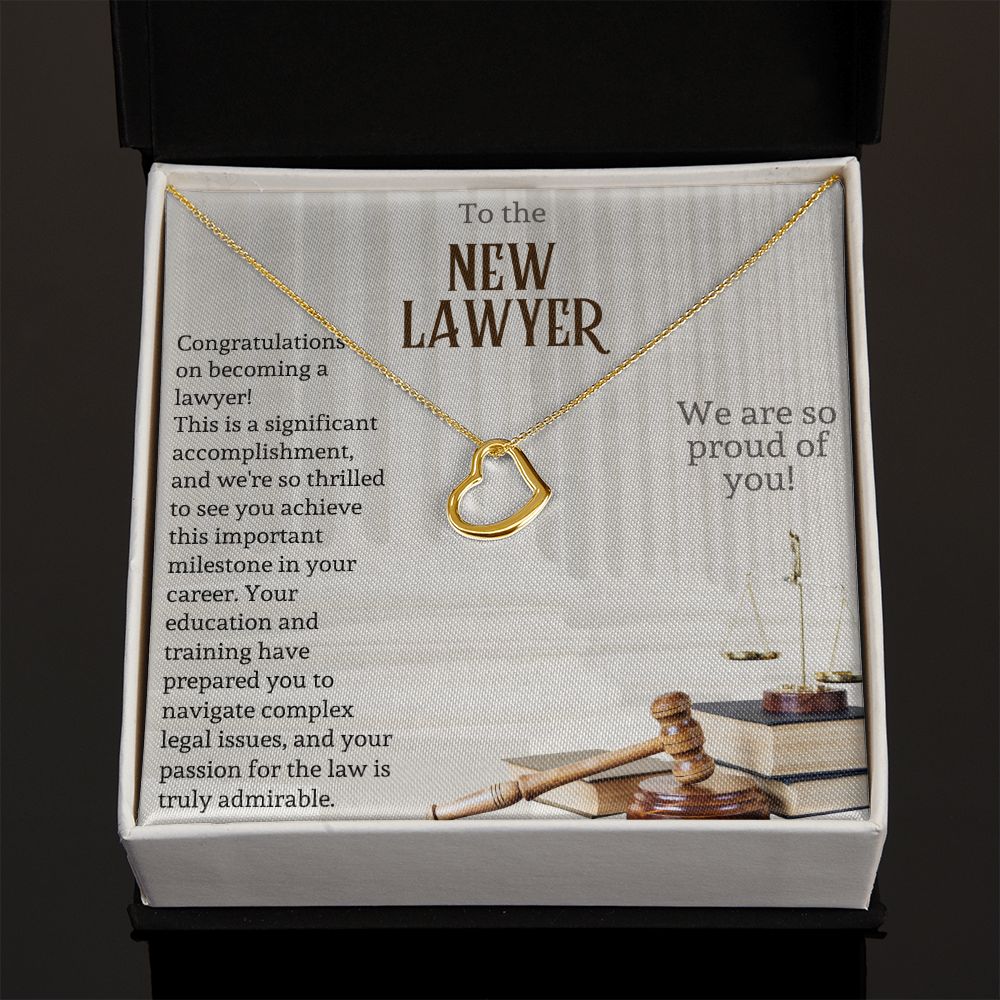 To the New Lawyer | This is a significant accomplishment, and we're so thrilled to see you achieve this important milestone - Delicate Heart Necklace