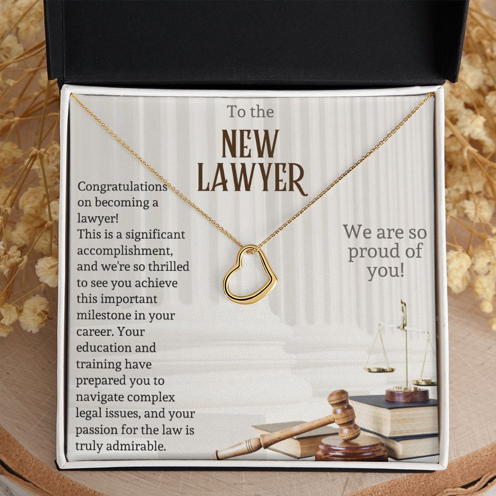 To the New Lawyer | This is a significant accomplishment, and we're so thrilled to see you achieve this important milestone - Delicate Heart Necklace