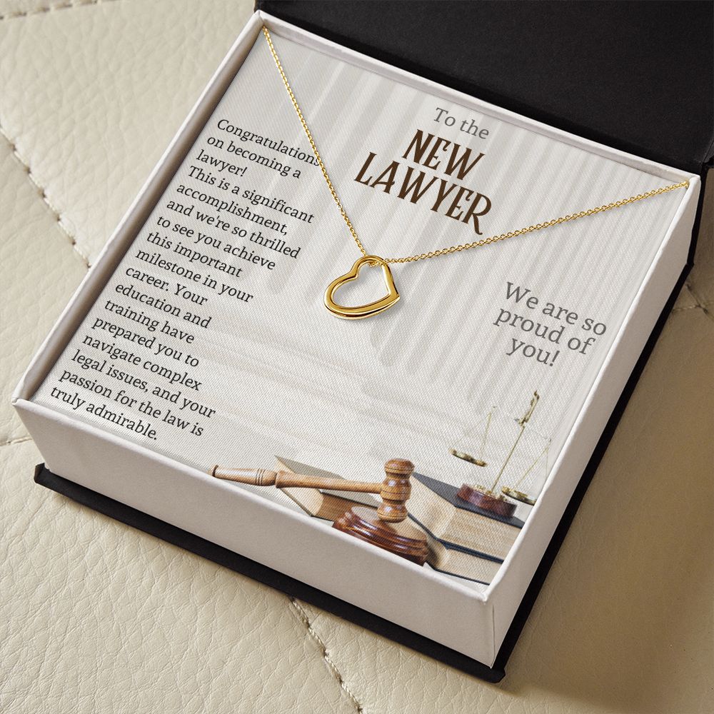 To the New Lawyer | This is a significant accomplishment, and we're so thrilled to see you achieve this important milestone - Delicate Heart Necklace