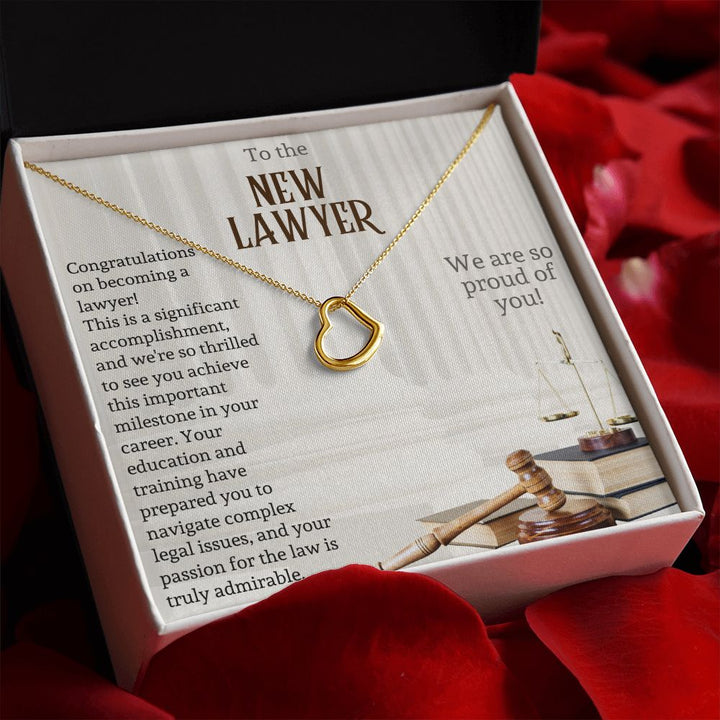 To the New Lawyer | This is a significant accomplishment, and we're so thrilled to see you achieve this important milestone - Delicate Heart Necklace