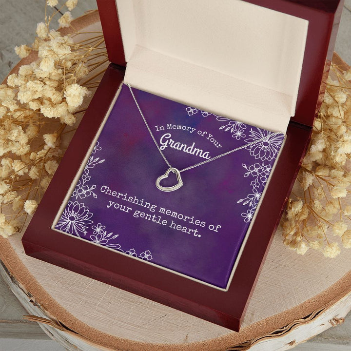 In Memory of Your Grandma | Cherishing memories of your gentle heart. - Delicate Heart Necklace