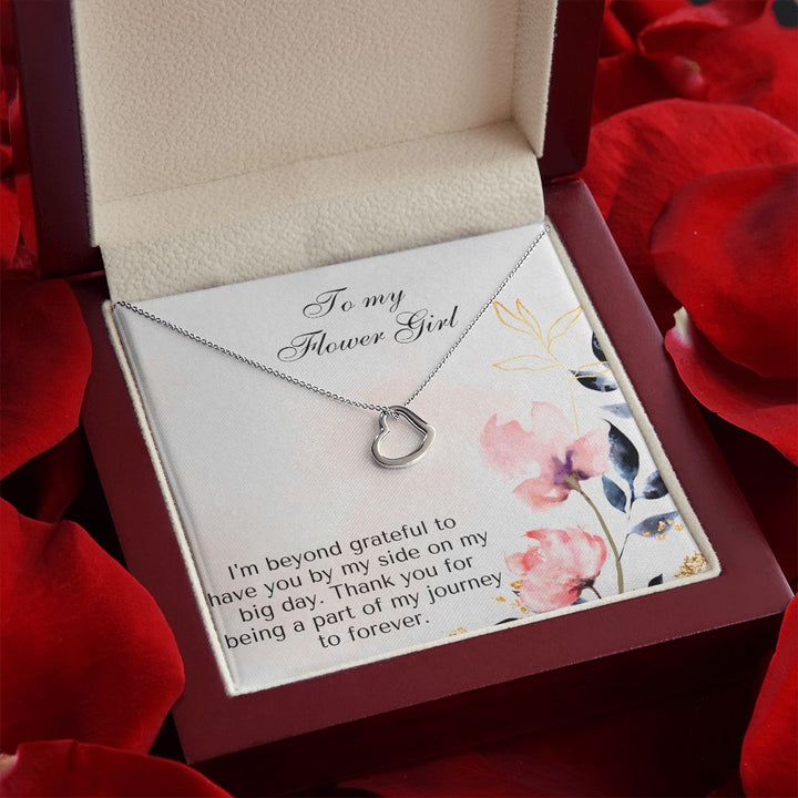 To My Flower Girl | Thank you for being a part of my journey to forever - Delicate Heart Necklace