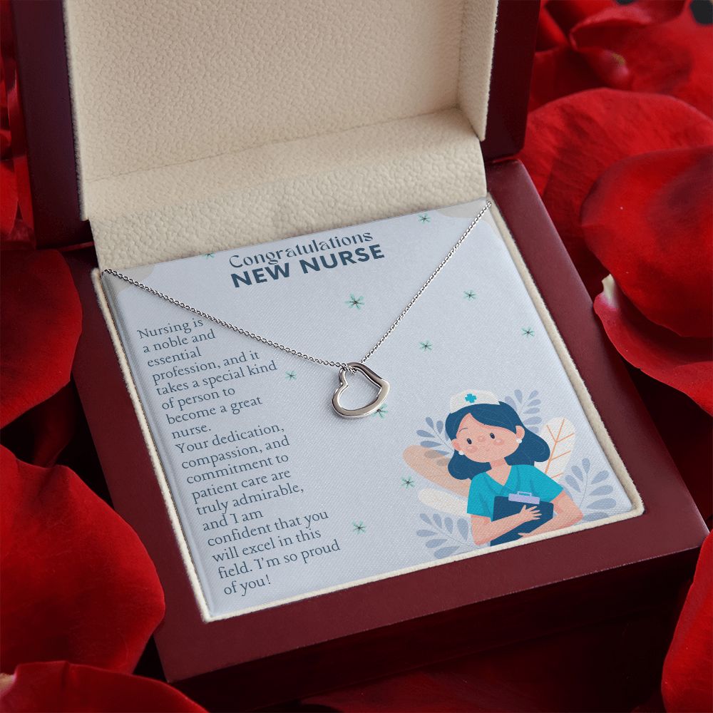 Congratulations New Nurse | I am confident that you will excel in this field - Delicate Heart Necklace