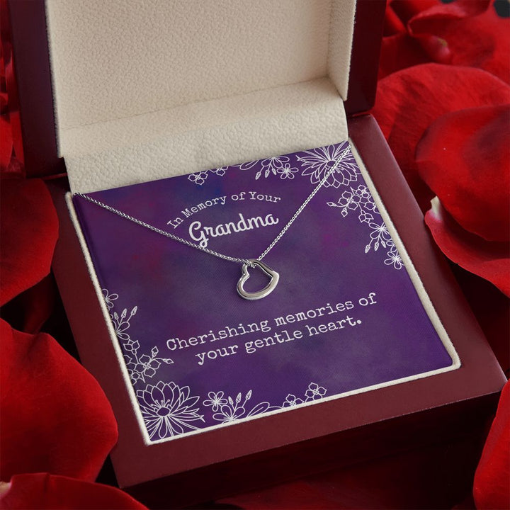 In Memory of Your Grandma | Cherishing memories of your gentle heart. - Delicate Heart Necklace