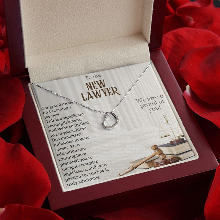 To the New Lawyer | This is a significant accomplishment, and we're so thrilled to see you achieve this important milestone - Delicate Heart Necklace