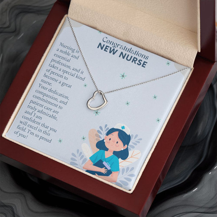 Congratulations New Nurse | I am confident that you will excel in this field - Delicate Heart Necklace