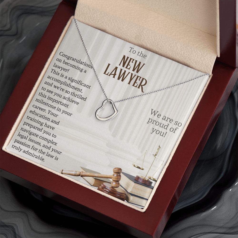 To the New Lawyer | This is a significant accomplishment, and we're so thrilled to see you achieve this important milestone - Delicate Heart Necklace