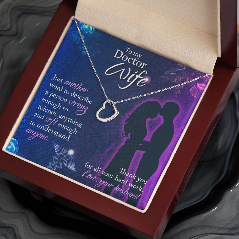 To My Doctor Wife | Thank you for all your hard work. Love, Your Husband - Delicate Heart Necklace