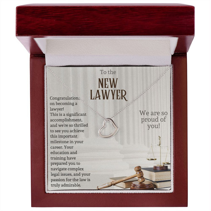 To the New Lawyer | This is a significant accomplishment, and we're so thrilled to see you achieve this important milestone - Delicate Heart Necklace