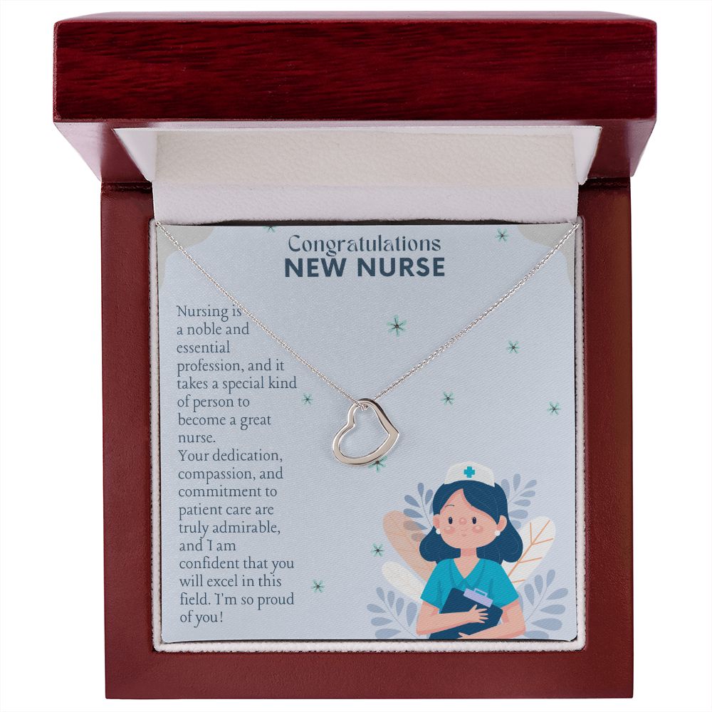 Congratulations New Nurse | I am confident that you will excel in this field - Delicate Heart Necklace