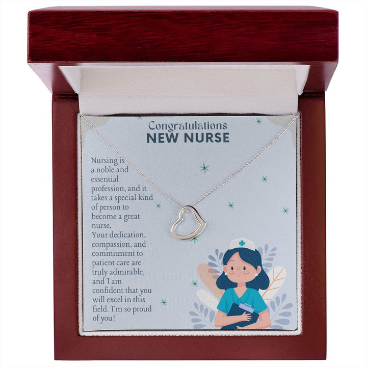 Congratulations New Nurse | I am confident that you will excel in this field - Delicate Heart Necklace