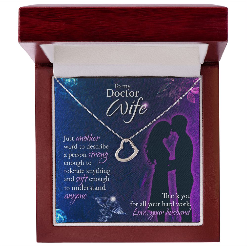 To My Doctor Wife | Thank you for all your hard work. Love, Your Husband - Delicate Heart Necklace